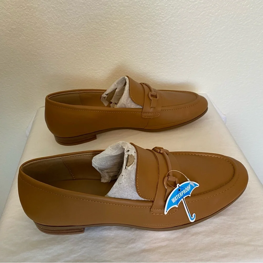 Aqua College Tan Leather Bossy Waterproof Loafers Size 10 NWT - Picture 6 of 9